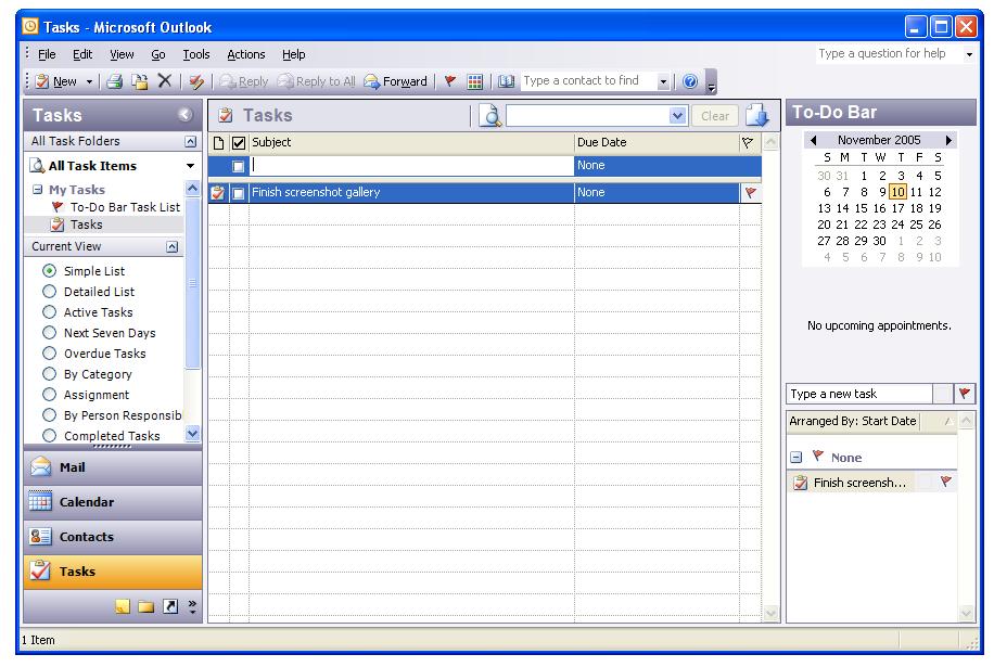 Outlook 12 Tasks View