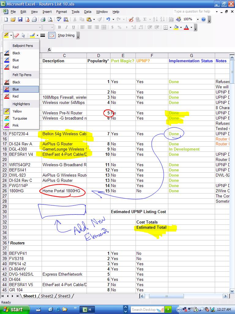 Ink Annotations in Excel