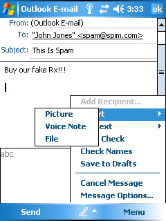 New Email Menu